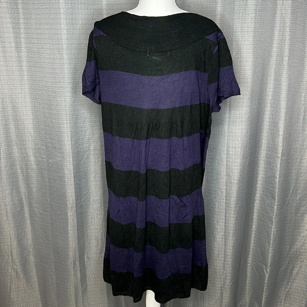 WISHES WISHES WISHES PURPLE BLACK STRIPED DRESS SIZE 2X